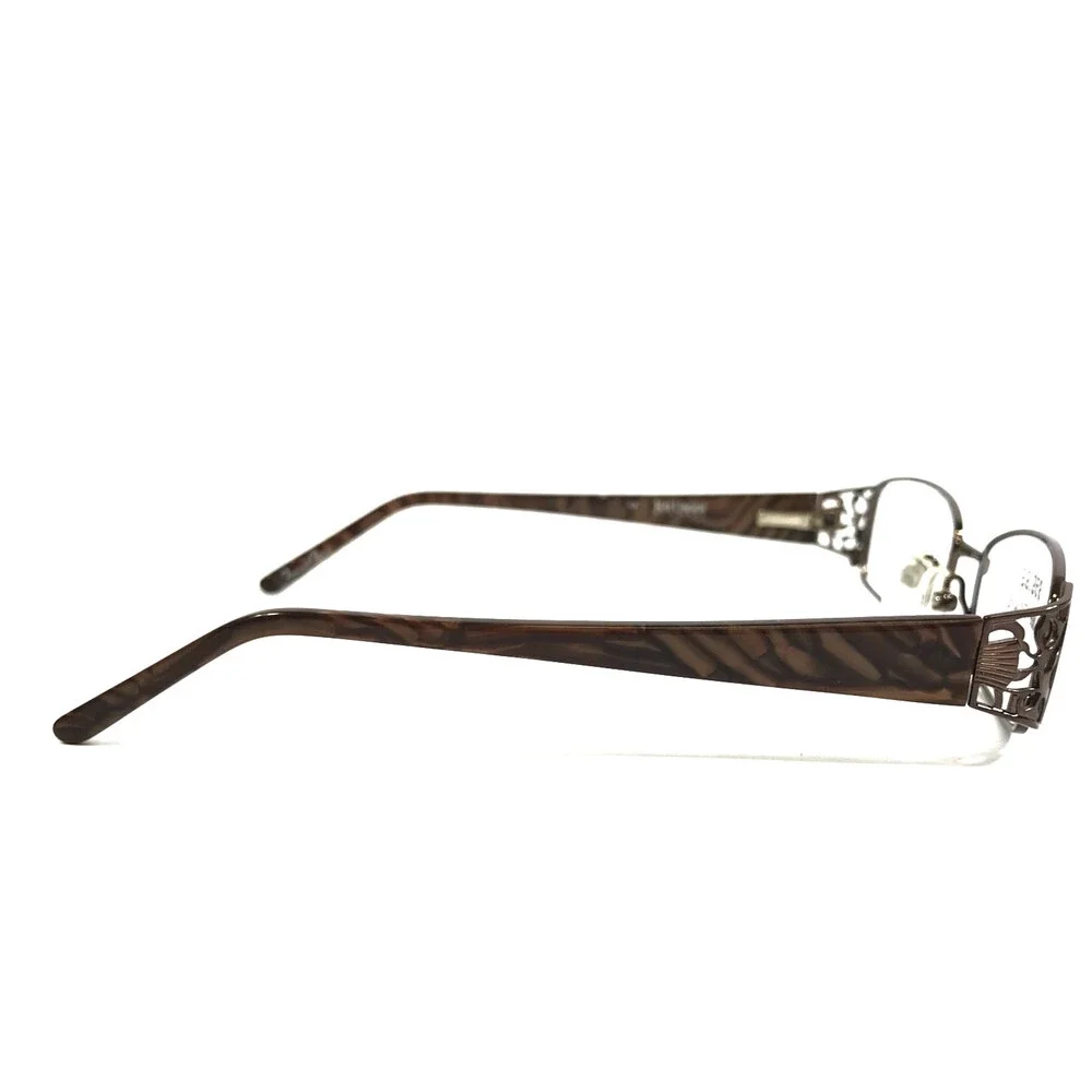 Kay Unger Eyeglasses Frames K141 BRN Brown Rectangle Marble Wire Rim 51-18-135